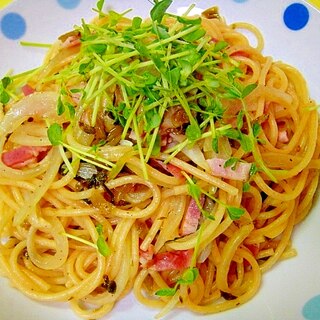 高菜とベーコンの和風パスタ